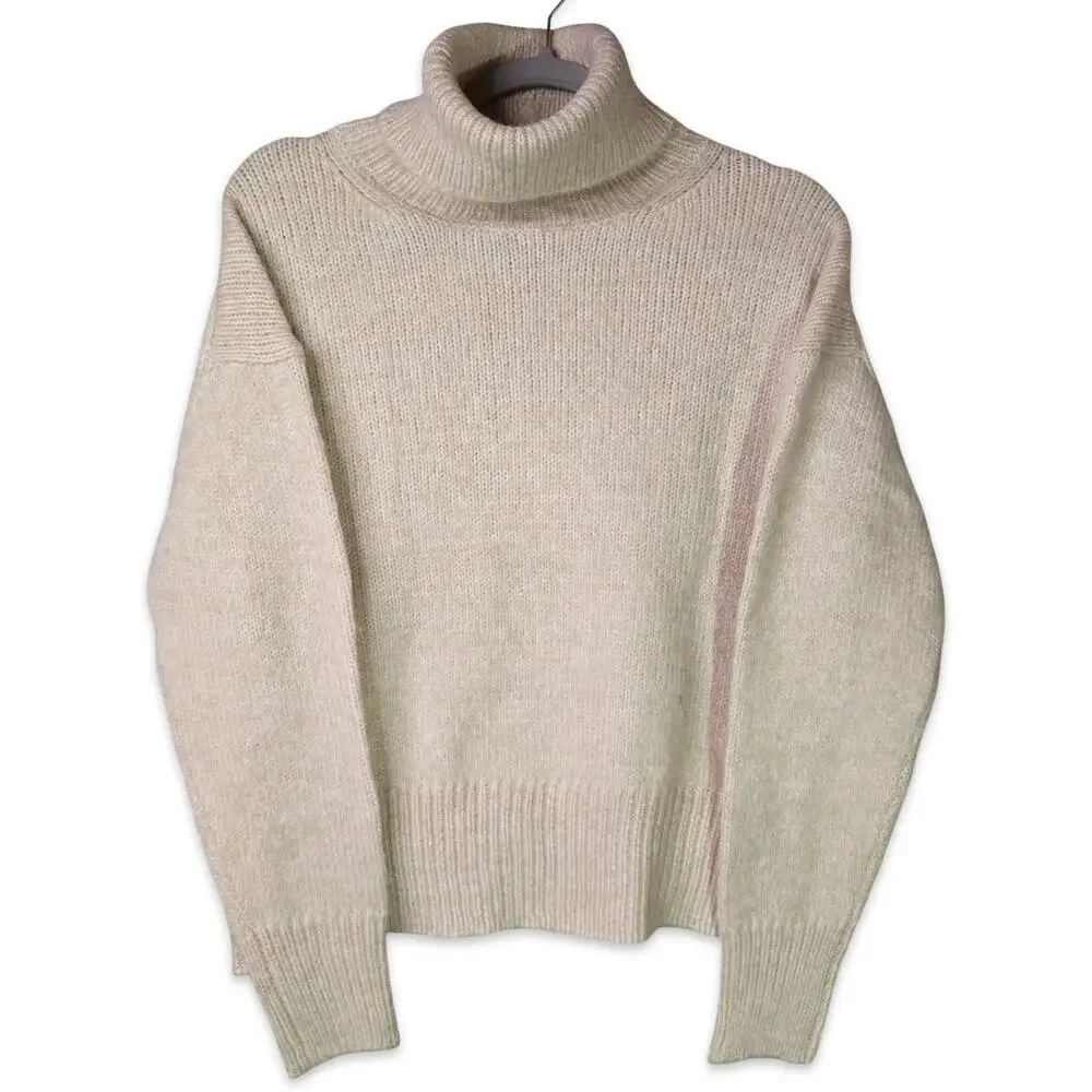 For The Republic Chunky Turtleneck Sweater Sm Yellow Beige Heather Alpaca Blend‎